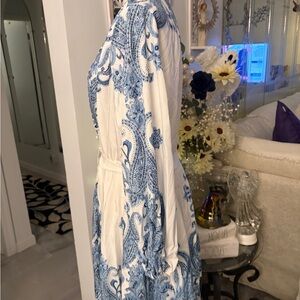 SHEIN Blue and White Patterned Dress